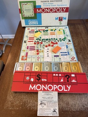 Vintage 1961 Monopoly Board Game Parker Brothers Classic Original COMPLETE Set