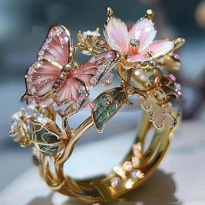 Butterfly Ring Fashion Jewelry For Women Elegant Decoration Gift Stylish Band