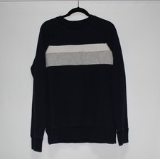 GOODFELLOW  CO Men's Navy  Grey Striped Crewneck Fleece Sweatshirt - Size M