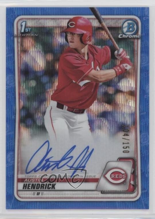 2020 Bowman Draft Chrome Picks Blue Wave Refractor /150 Austin Hendrick Auto h1k