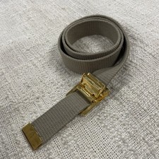 USMC Khaki Web Combat Utility Uniform Gold Toned Buckle Tip 38 Belt