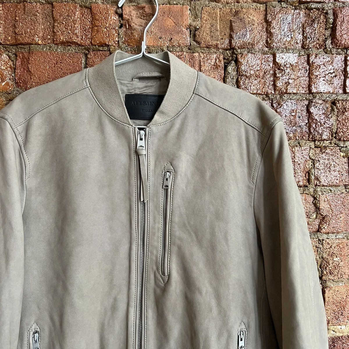 All Saints Stones Bomber Light Taupe Size Small RRP 339