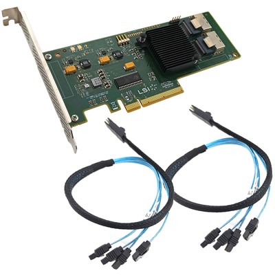 SAS 9211-8i IR Mode SFF-8087 2 Port 8 Lane PCIe RAID Adapter SATA Drive Cable