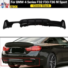 For 13-20 BMW 4-Series F32 F33 F36 420i/435i/440i Rear Diffuser Lip Gloss Black