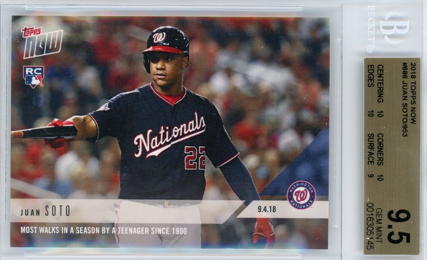 2018 TOPPS NOW MLB #688 JUAN SOTO ROOKIE - BGS GEM MINT 9.5 WITH 3 10's