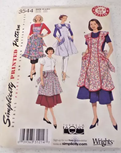 2007 SIMPLICITY '48 AND '52 VINTAGE APRON PATTERN 3544 SIZES S,M,L UNCUT COMPLET