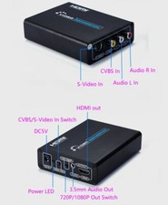 3RCA AV CVBS Composite Audio R/L S-Video to HDMI Converter Adapter 720P/1080P