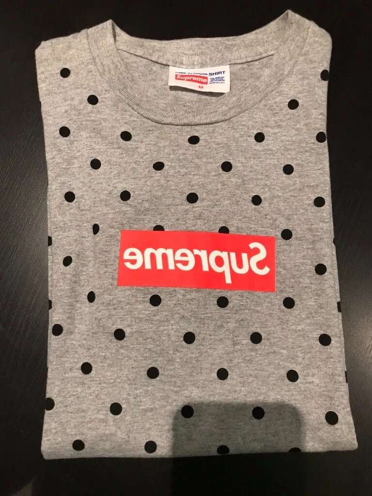 T shirt à pois gris bruyère Supreme Comme Des Garcons CDG SS12 boîte logo bruyère taille M