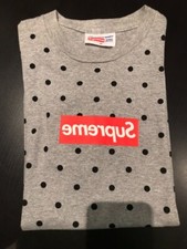 Supreme Comme Des Garcons CDG SS12 Box Logo Heather Grey Polka Dot Tee Size M