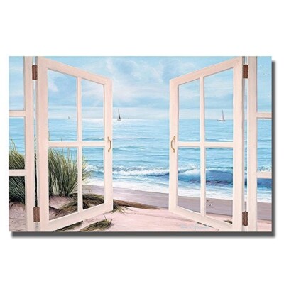Sandpiper Beach Door by Romanello Gallery-Wrap Canvas Giclee Art (24 in x 36 in)