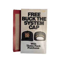 Vintage Bucks Cigarettes Hat Buck The System USA MADE Adj Snapback Vtg 90s Mens