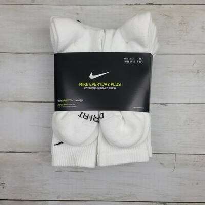 NIKE Everyday Plus Cushion Crew Socks White SX6897 100 - L(8-12) New 888408260963 | eBay