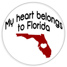 My Heart Belongs To Florida - Circle Sticker Decal 3 Inch - State Pride