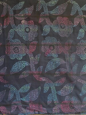 DARK NAVY BLUE LARGE PRINT OMBRE RAINBOW COLORS FLOWERS 100% cotton fabric BTHY
