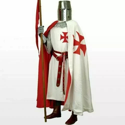 Túnica, abrigo y capa cruzada templaria roja medieval hecha a mano
