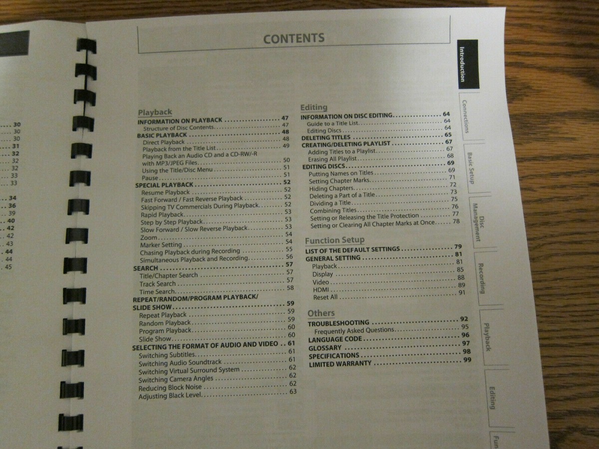 Owners user manual operating instructions for Toshiba recorder dvd