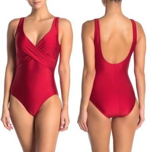 red wrap swimsuit