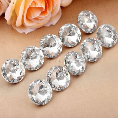 Set Of 10 Crystal Upholstery Nails | 30mm Diamante Buttons For Sofa & Headboard Decor | Sparkly Glass & Metal Studs