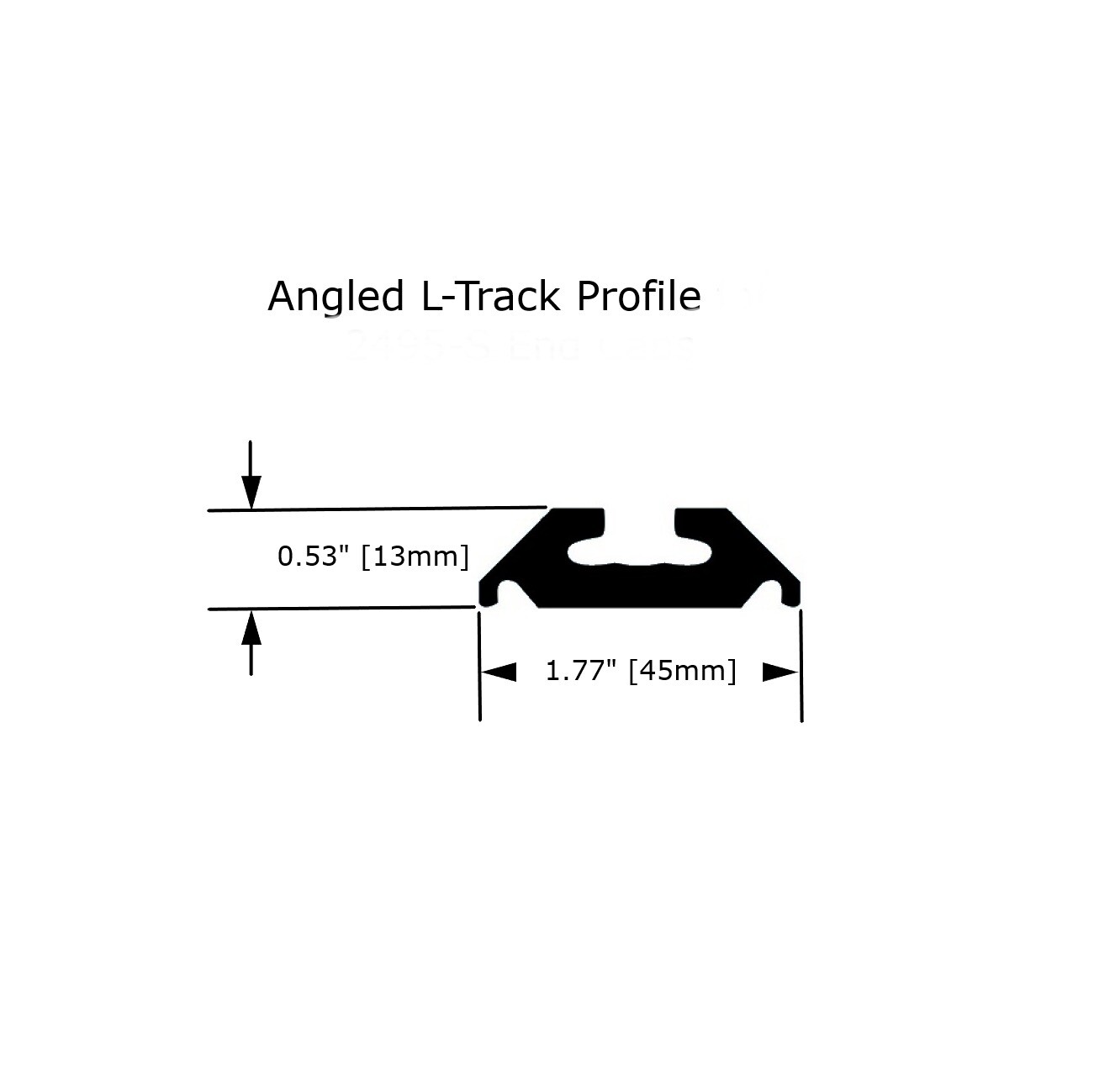 LTrack (logistics or airline track) angled, 6061 aluminum, various