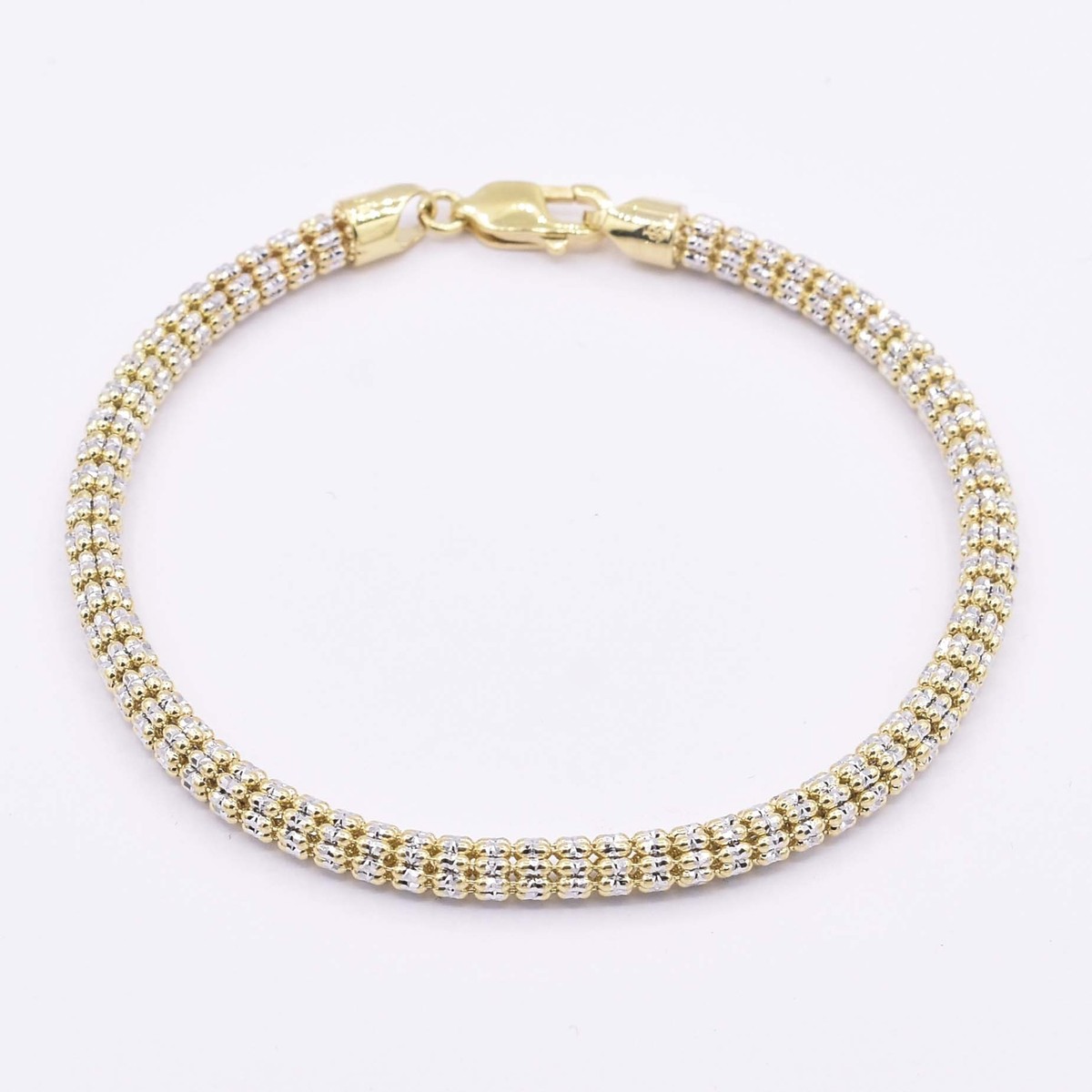 【美品】oeau diamond cut chain / bracelet Diamond Cut Ice Chain Link Bracelet Real 14K Yellow White Gold | eBay