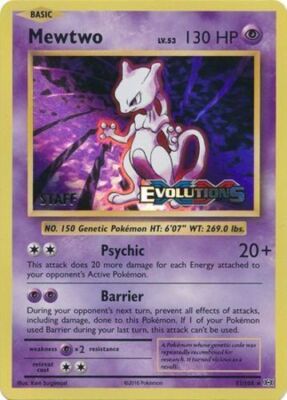 Mewtwo - 51/108 - XY Evolutions Staff Prerelease Promo x1 - NM