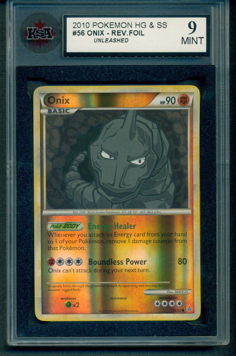 2010 Pokemon onix #56 Heartgold & Soulsilver Rev. Foil unleashed KSA 9 Mint