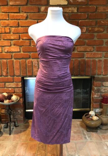 Designer NILCOLE MILLER Purple Dressy Ruched Party Cocktail Dress sz 4