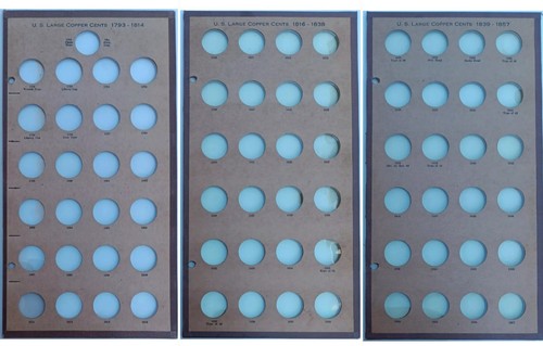 Wayte Raymond Large Cent Coin Board Album Page Lot 1793-1814 1816-1838 1839-1857