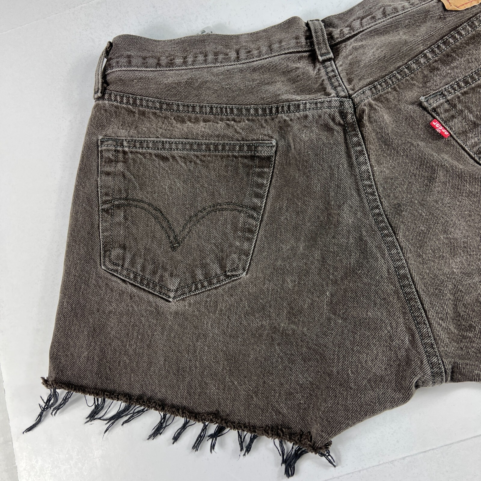 Levi's Jean Shorts Men's 35* 501 Straight Dark Brown Cut Off Denim Jorts Tag 38