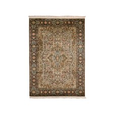 4'1" x 6'1" Tobacco Brown Hand Knotted 100% Silk 400 KPSI Oriental Rug R75437