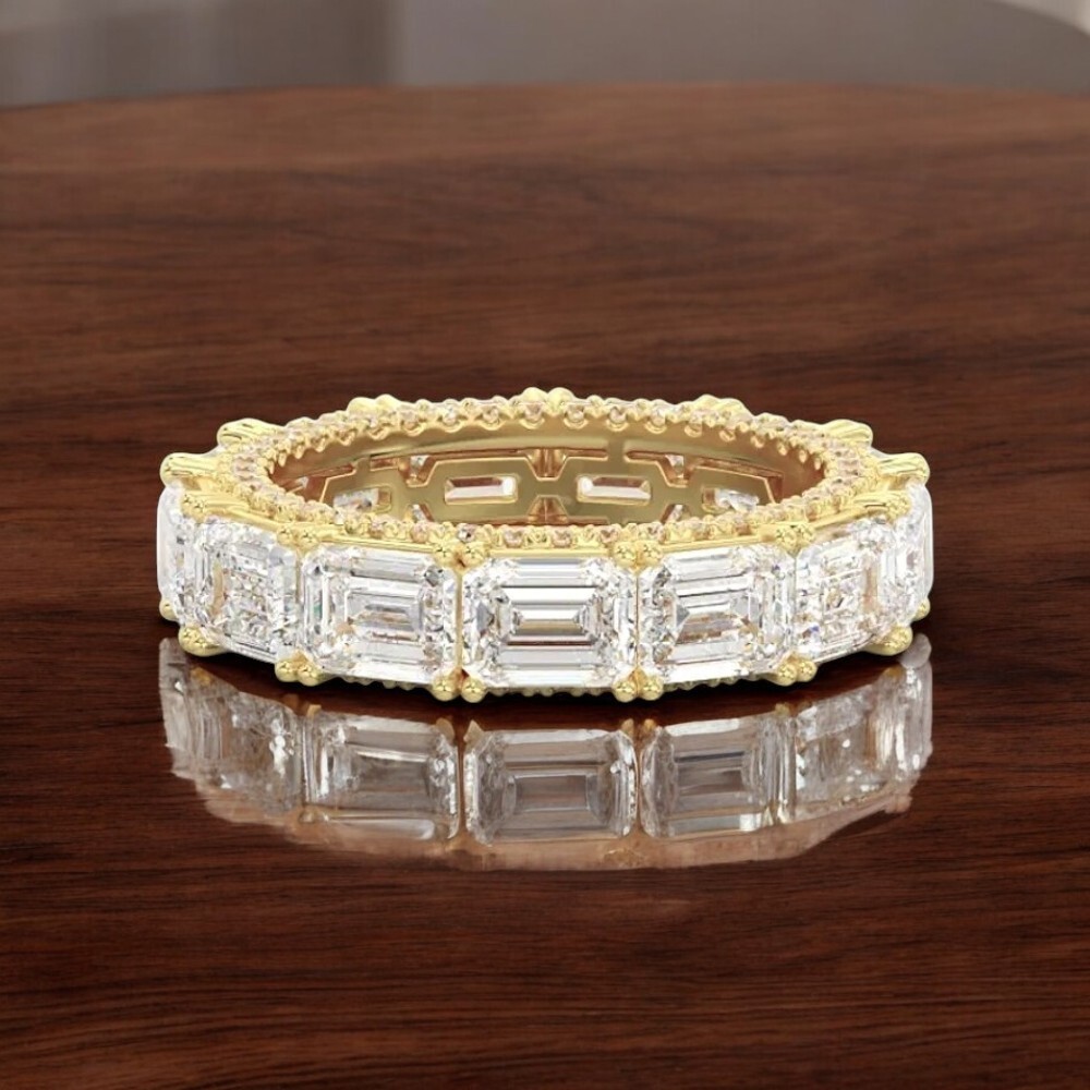 14K Yellow Engagement Band Round 5.10 MM 7 Ct Lab Created Gold Diamond