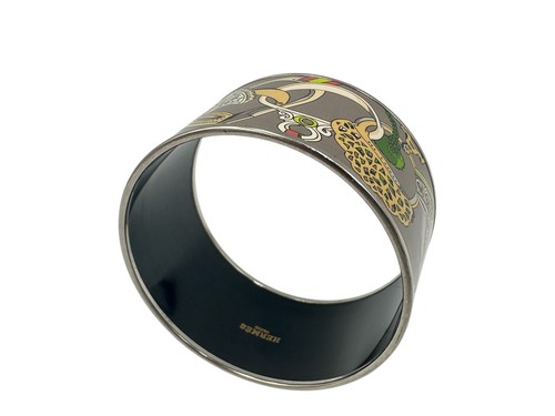 Bracciale Hermes Concorso d'Etriers Smalto Grigio $ Placcato Palladio - Foto 7 di 13