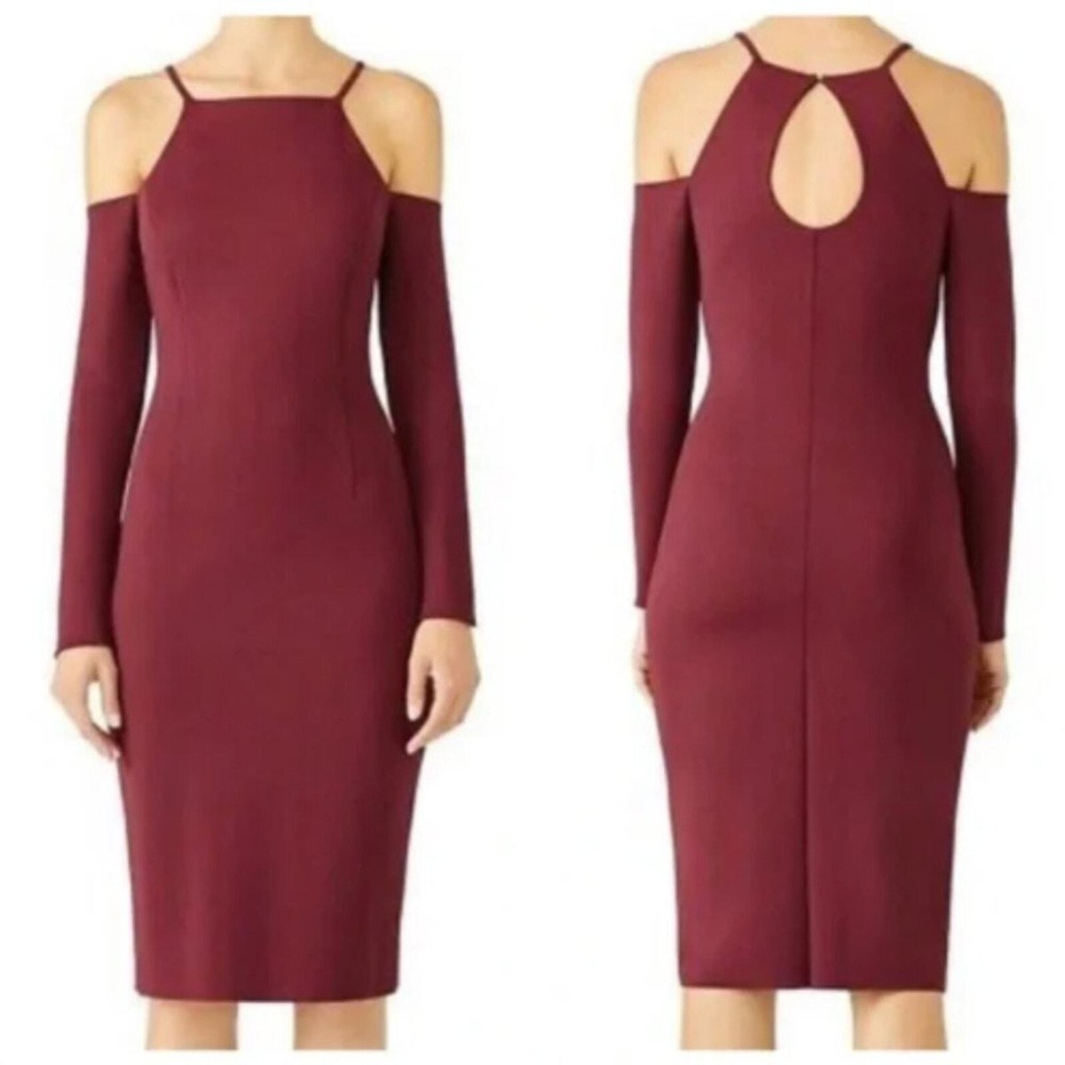 NEW Trina Turk Lu Lu Malbec Burgundy Red Cold Shoulder Sheath