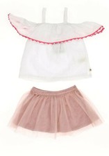 kate spade new york 244538 Girls Kids Ruffle Top and Skirt Set Pink/White Size 2