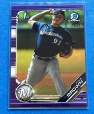 2019 Bowman Chrome Zack Brown Purple Refractor #124/250 1st Bowman Brewers