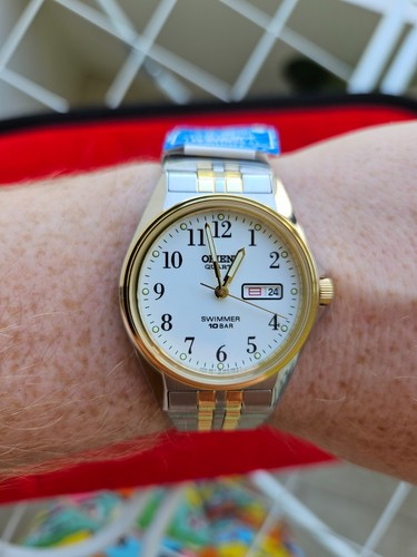 NOS Orient Swimmer Wrist Watch Men's White Dial Day Date - Ref. UG1Q-B0-C - Picture 5 of 5