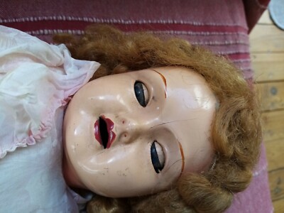 Ancienne Poupée Parlante Française 45cm – Yeux Bleus Dormeurs, Bouche Ouverte (1920)