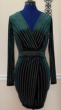 Windsor Dark Green Velvet Rhinestone Dress Size S Cocktail Party Bling Dress