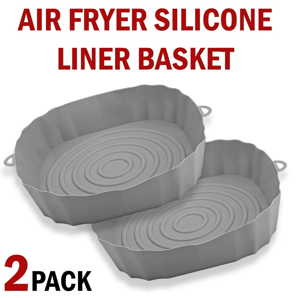 Air Fryer Silicone Pot Baskets Liners Non-Stick Safe Oven Baking Tray Mats(2PCS)