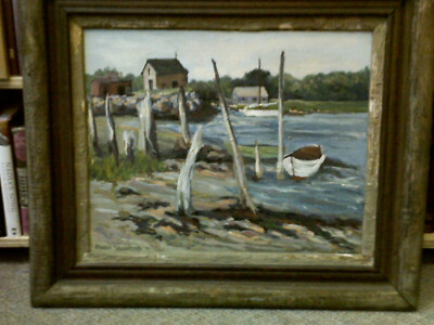 TURBAT'S CREEK, KENNEBUNKPORT, MAINE BY ROWENA SANDFORD, OIL ON BOARD, 1972