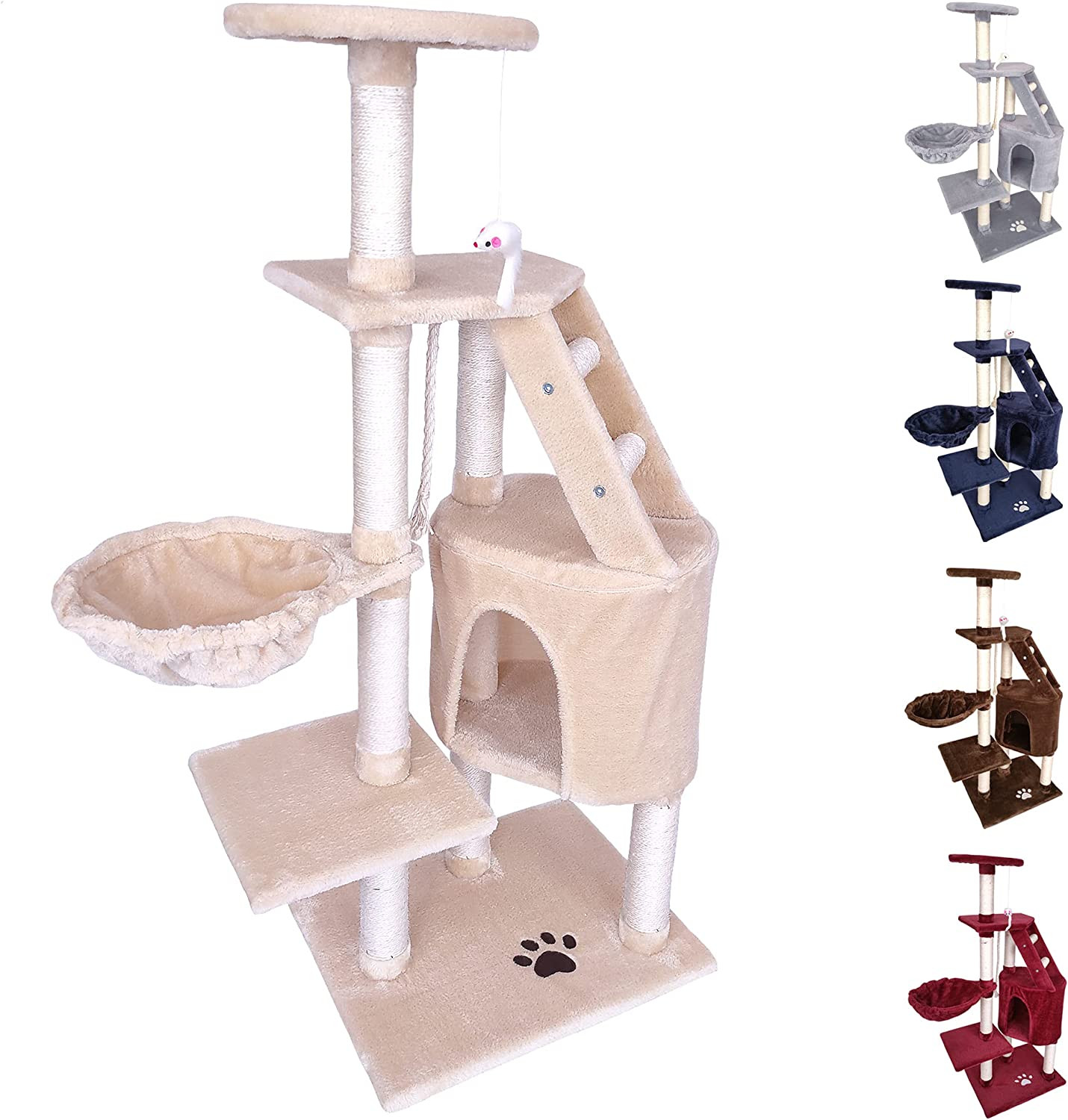 Albero Tiragraffi Gatto 120cm: Palestra e Cuccia in Sisal Naturale