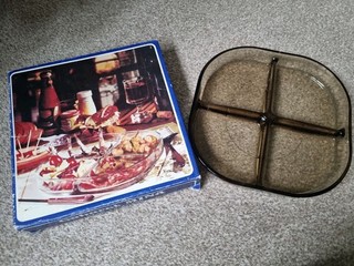 Serving Dish Smoky Glass Vintage Italian Used Square Kitchenware Entertaining