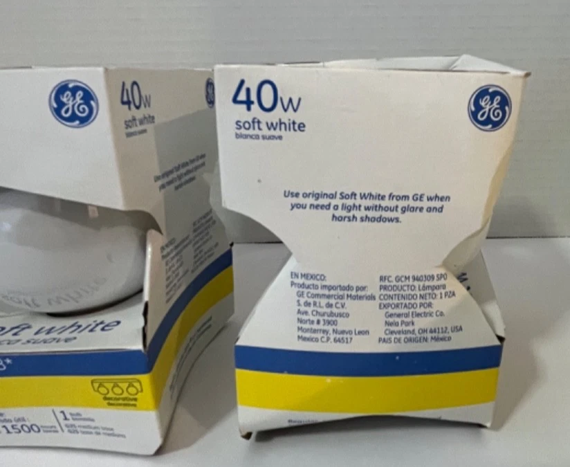 GE 40W SoftWhite Globe Bulb 1 Year Rating Dimmable Bathroom Vanities 3 Bulbs - Image 2 of 4