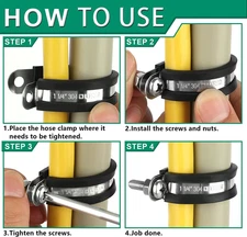 1/2-Inch Stainless Steel Rubber Coated Pipe & Wire Clamps (30Pcs, Black, 13Mm)