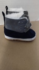 Old Navy Infant Faux Suede Booties In Navy/Gray, Sz 3-6 Months