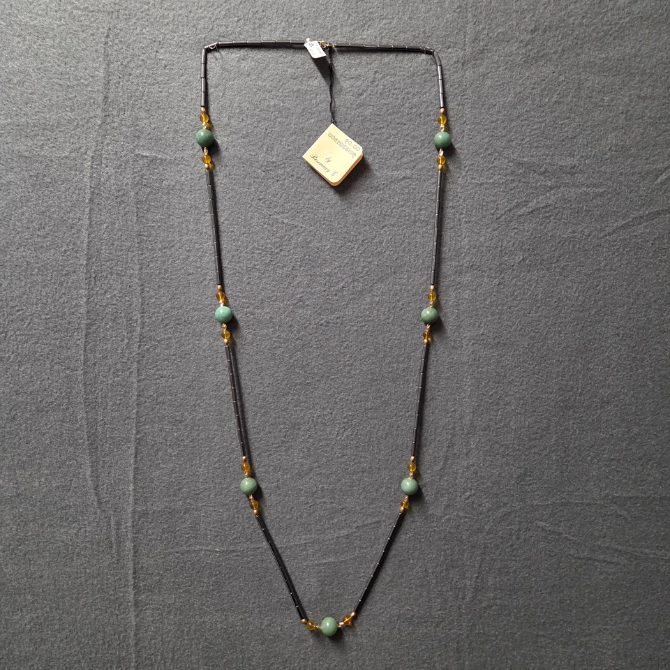 "Collar de vidrio citrino Rosemary G Saks 5th Ave Ro-Do 50"" hematita aventurina de colección" Foto 2 de 4