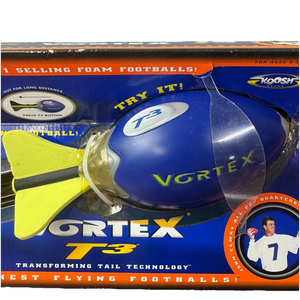 Nerf Vortex T3 Vintage 90s Hasbro Spring Button Tail Football Peyton Manning - Image 2 of 4