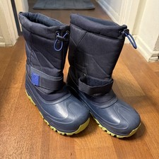THERMOLITE boots Size 6 insulated rain/snow proof navy neon green sole