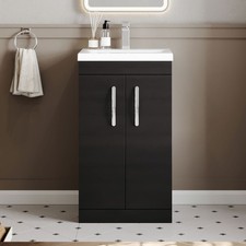Nuie Athena Floor Standing 2-Door Vanity Unit Basin 1 Charcoal Woodgrain 500mm