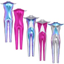 Kids Girls Leotard Themed Party Jumpsuit Gym Costume Theme Cap Sleeve Ball Back